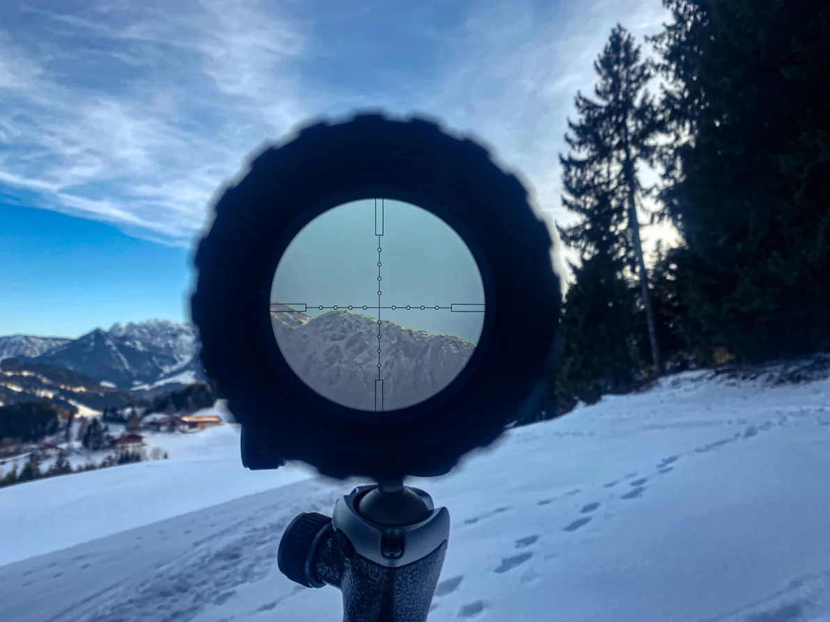 Das Absehen des BelOMO Zielfernrohr / Zielvisier / Optical Sight GS 5-25x56 bei 25-facher Vergrößerung