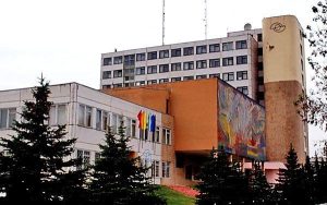 Fabrikgebäude des "Rogachev Plant "Diaproektor", Herstellungsort der optischen Geräte der Marke "DiaR"